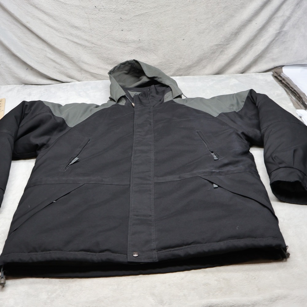 Maxam Mountain Down Jacket Men XL Black Insulated Fleece Lined Puffer Parka Warm